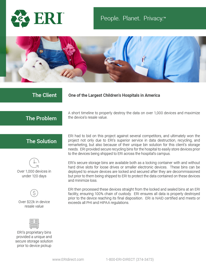 Screenshot of our Children's Hospital Whitepaper